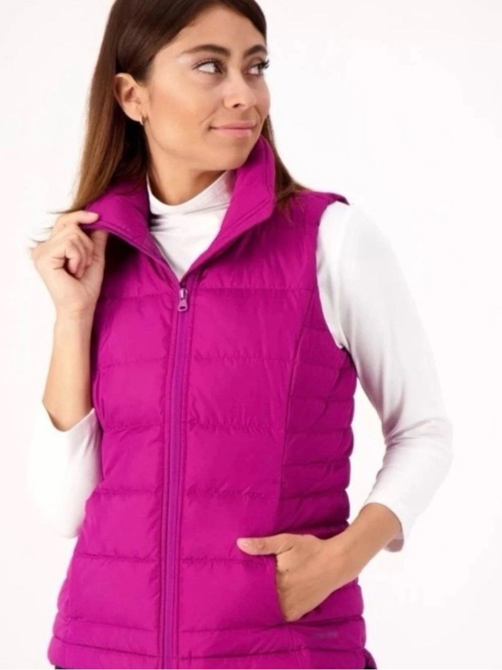 Lands' End Women's Magenta Quilted  Down Puffer Zip Up Vest Size  2X (20W/22W)